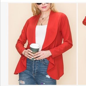 JJ Perfection Rust Cascade Lapel Knit Blazer- small, NWT
